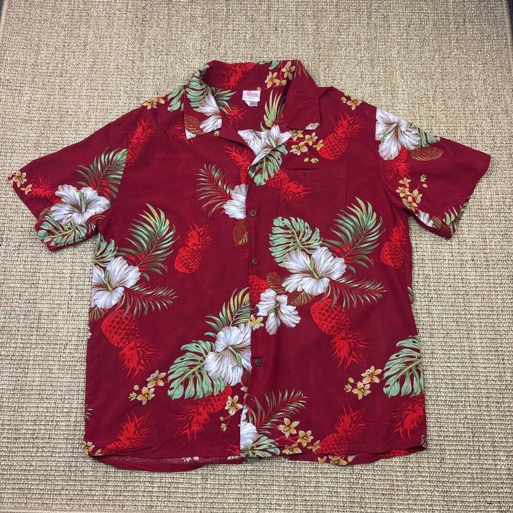🌺 Hawaii Hangover Hawaiian Shirt | Size L | Red Tropical Print | Rayon
